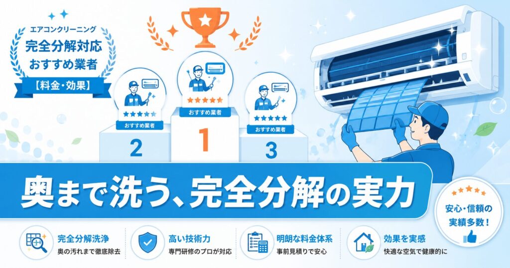 エアコンクリーニング完全分解洗浄の作業イメージ