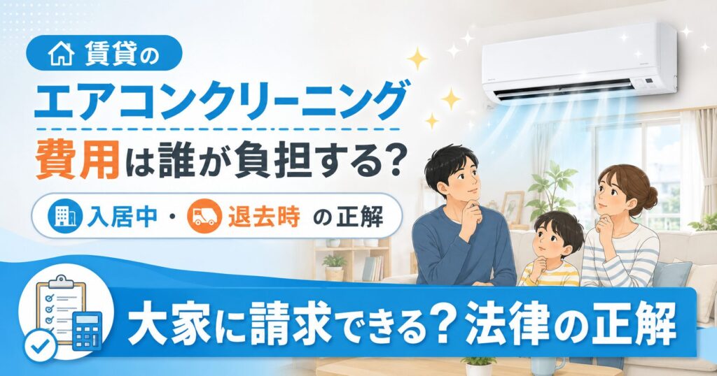 賃貸のエアコンクリーニング費用負担を大家と入居者で確認するイメージ