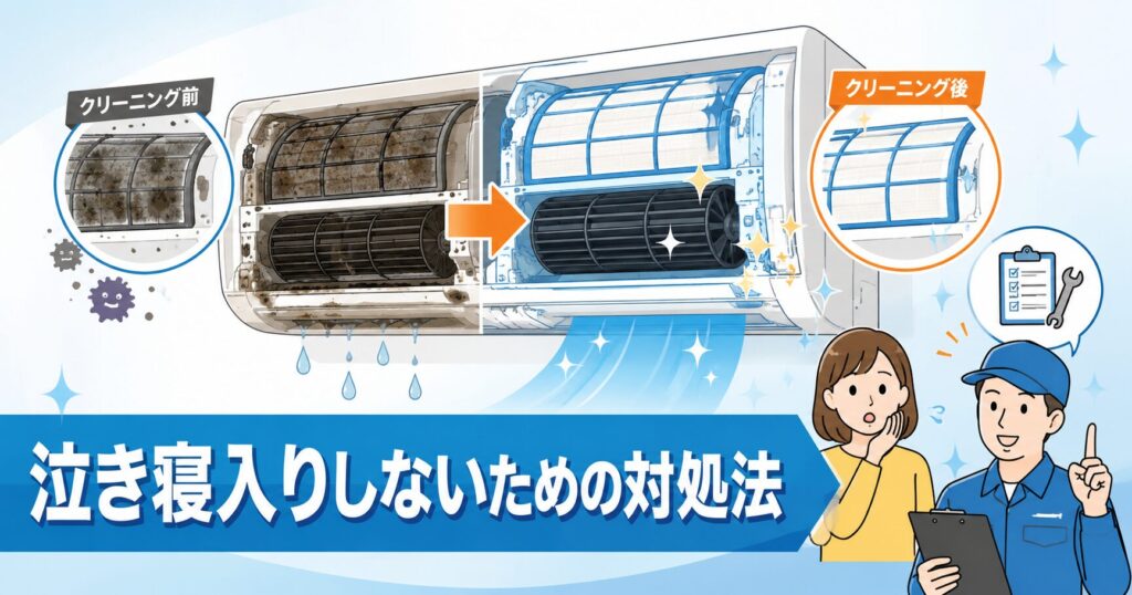 エアコンクリーニング後に水漏れが発生したイメージ