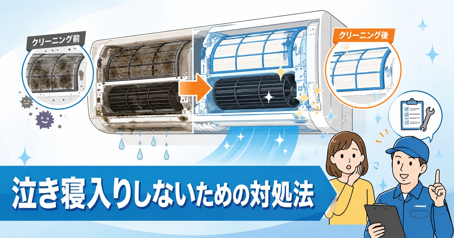 エアコンクリーニング後に水漏れが発生したイメージ