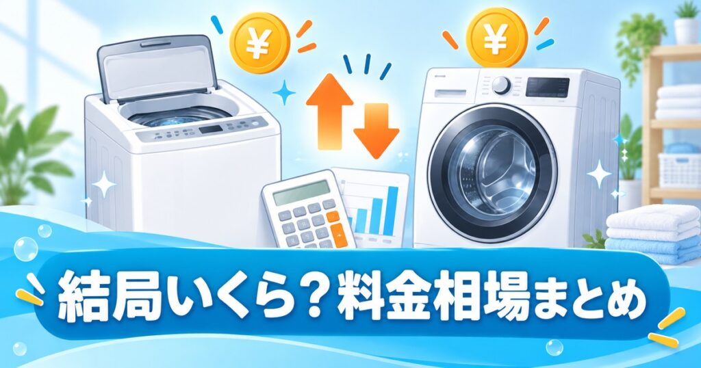 洗濯機クリーニングの縦型・ドラム式の料金相場を比較するイメージ